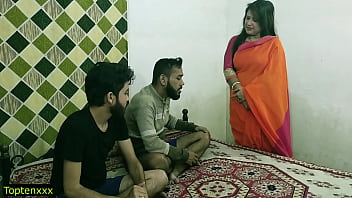 Malkin Aunty’s Wild Ride With Two Young Studs In Steamy Threesome!