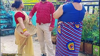 Sizzling Indian Threesome: Hot Stepdaughter And Stepmom Share A Young Stud In Outdoor Fuck Fest