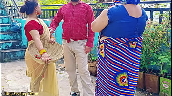 Sizzling Indian Threesome: Hot Stepdaughter And Stepmom Share A Young Stud In Outdoor Fuck Fest