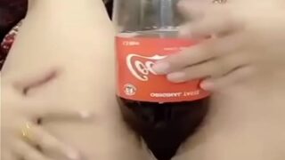 Delhi Girl Shoves A Coke Bottle Deep Into Her Dripping Pussy