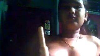 Desi Chick Getting Off With A Kitchen Utensil