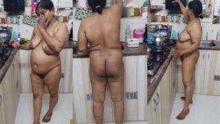 Saucy Indian Aunty Bares All In The Kitchen