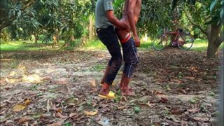 Sweaty Mango Grove Tryst: Two Farmhands Fuck Raw Amid The Trees