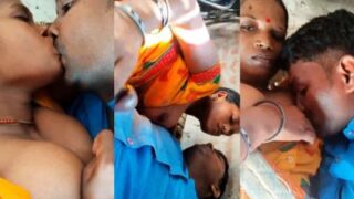Bihari Hubby Latches Onto His Wife’s Tits While She Strokes Him Off.